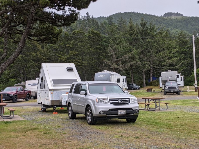 Campsite at the Barview Jetty County Park campground